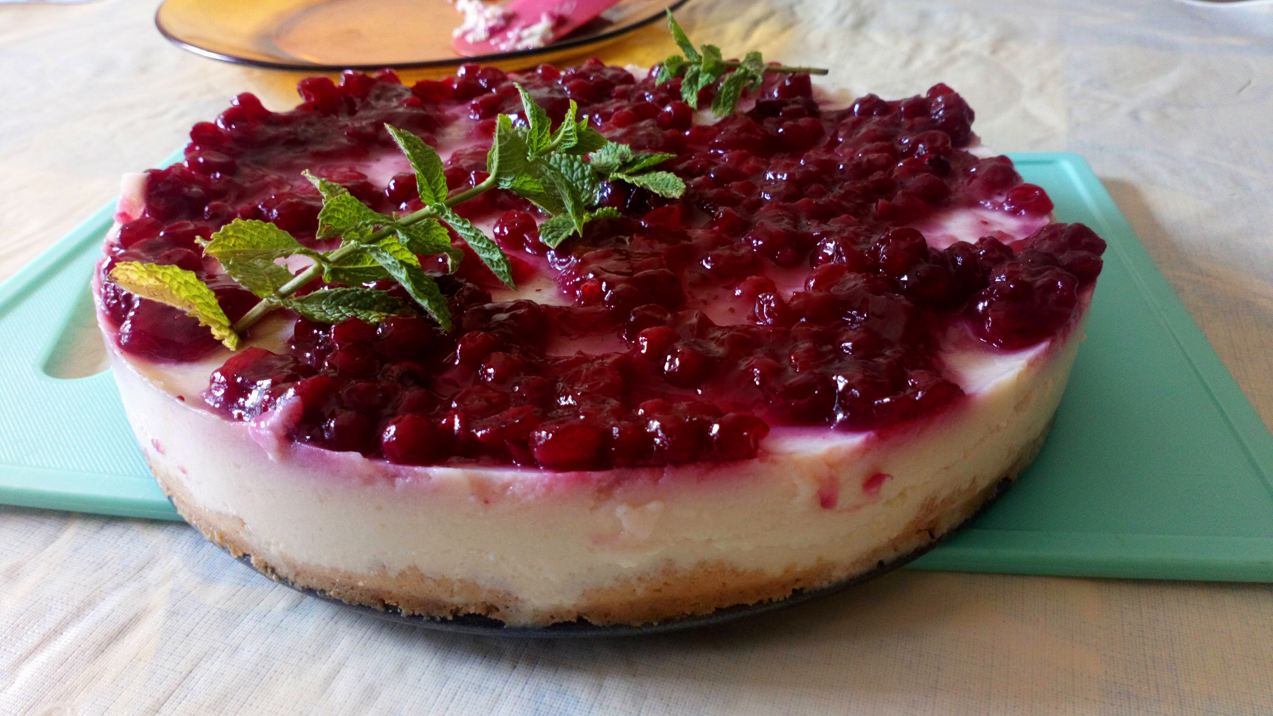 Tarta de limón con mermelada de arándanos rojos (sin horno)