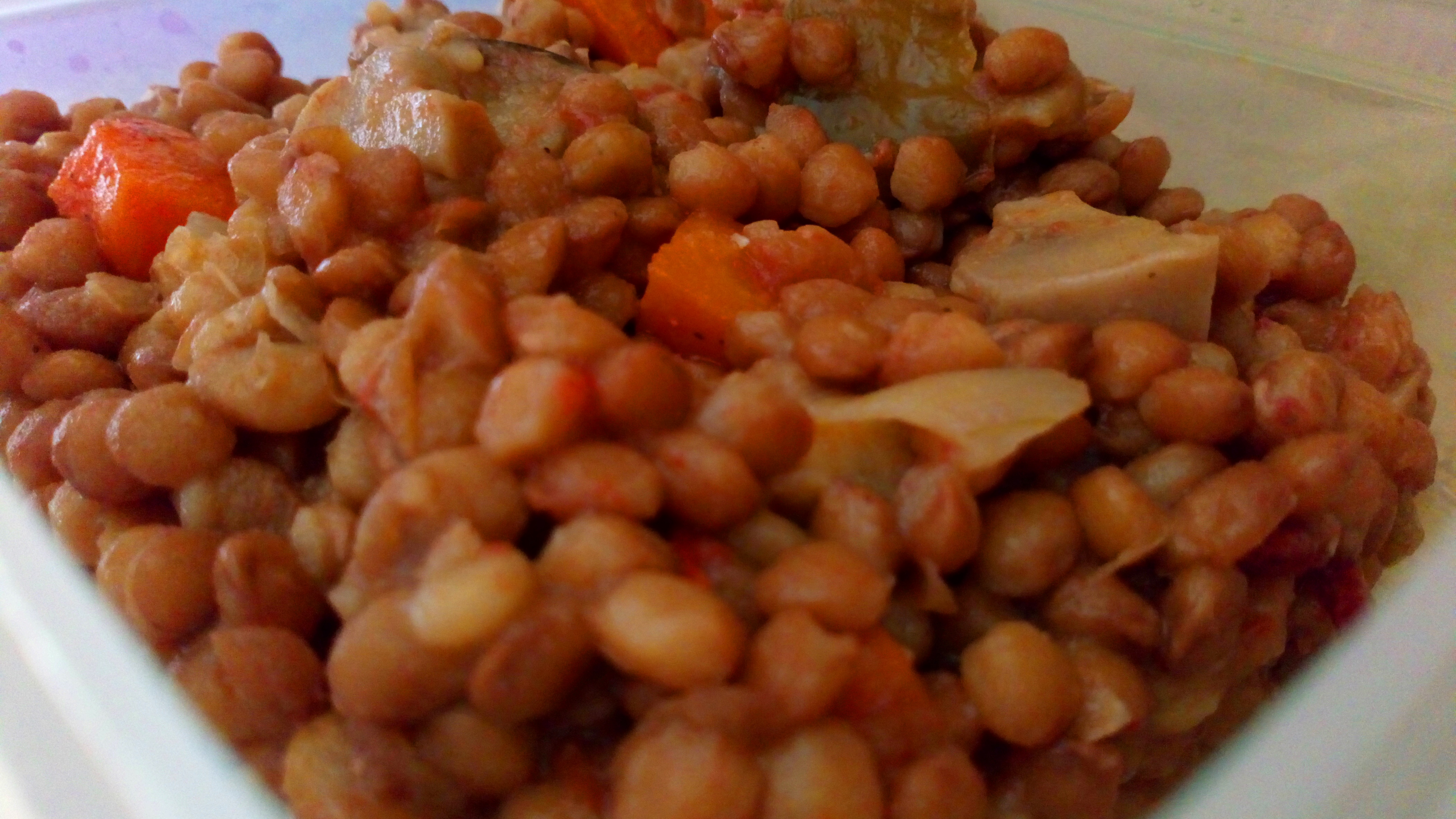 Lentejas con verduras salteadas