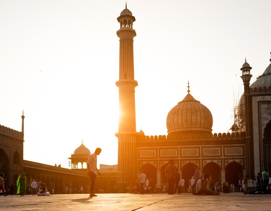 Nueva Delhi en una puesta de sol